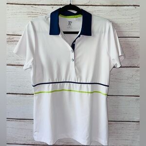 EP New York Women’s Performance Golf Polo – White/Navy/Neon – Size L Pickleball